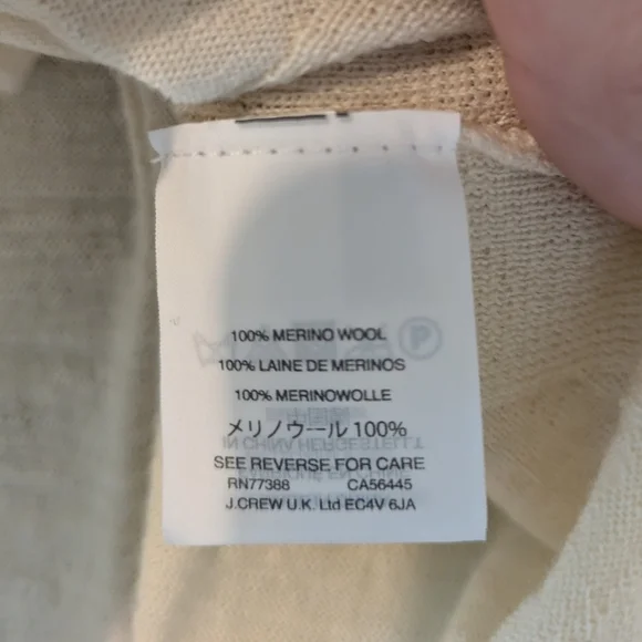 J. Crew Cream Merino Wool V-Neck Ruffle Bell Sleeve Sweater Top Size M - Picture 6 of 6